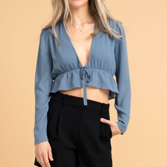 Sunday Best Ruffled Tie Front Blouse - Picture 1 of 7